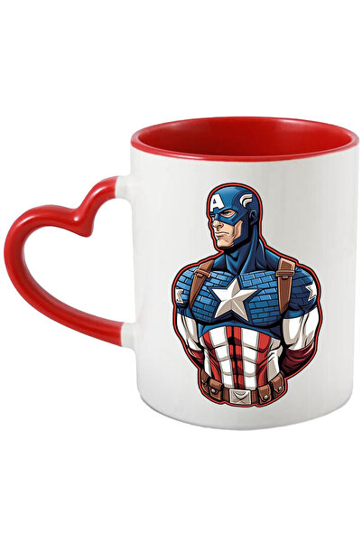 StoryGift Romania Captain America Mug, Marvel, Superheroes, Movie Lovers, Multicolor 330, With Heart Handle STG