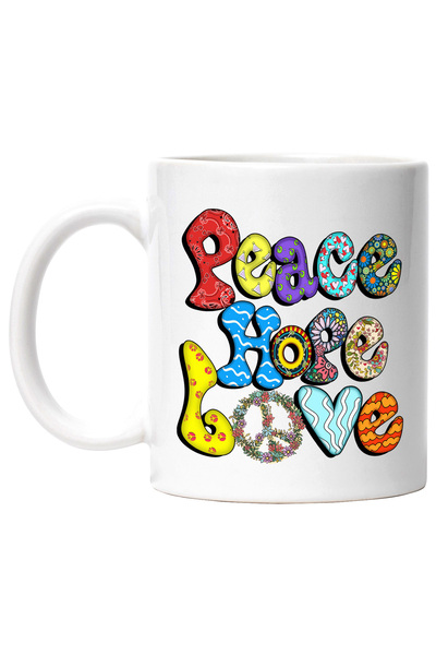 StoryGift Romania Cana cu mesajul "Peace, hope, love", stilul hippie, cultura...