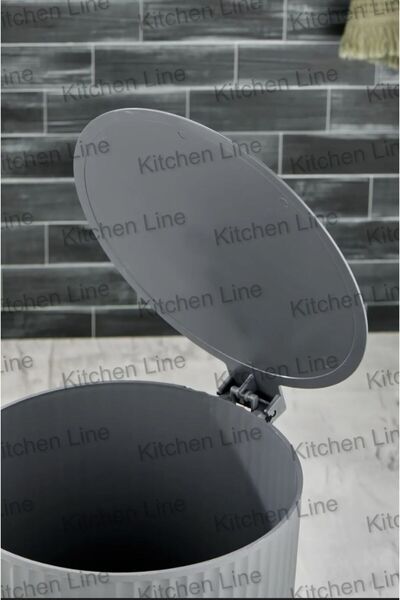 Kitchen Line Pedal, Striped Round Model Bathroom/Kitchen Bin 8Lt Anthracite