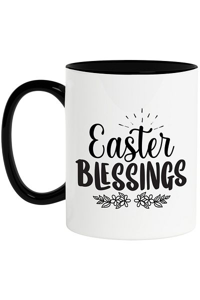 StoryGift Romania Cana cu textul "Easter blessings" - binecuvantari de Paste cu Maner Negru, Cu Maner Negru STG