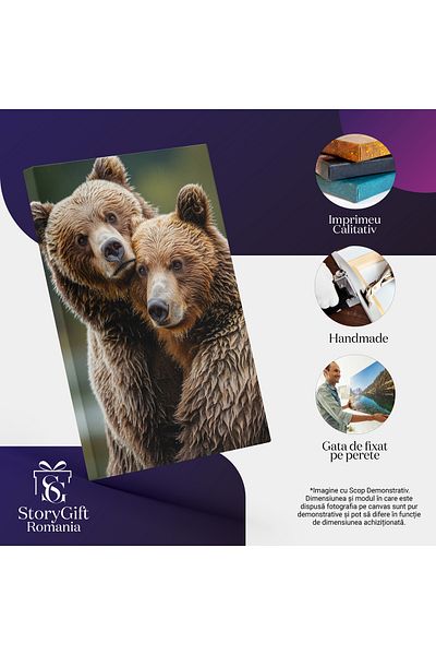 StoryGift Romania Tablou Canvas: Imaginea Unor Doi Ursi Plouati Imbratisati - Fotografie Artistica Si Dragost