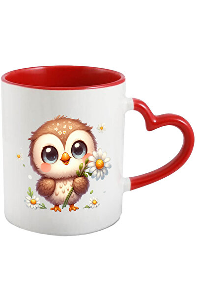 StoryGift Romania Cana cu un pui de bufnita care tine o floare | floricele al...