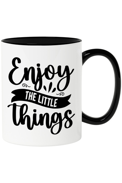 StoryGift Romania Cana cu mesajul "Enjoy the little things" - bucura-te de lucrurile mici marunte , Cu Maner Negru STG