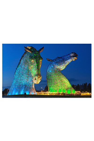 StoryGift Romania Tablou Canvas Kelpies In Falkirk, Scotia, Sculpturi, Noapte, Calatorie, Destinatie, Turism 4556