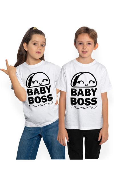 StoryGift Romania Tricou Copii cu textul "Baby boss" - sef/patron bebelus cop...