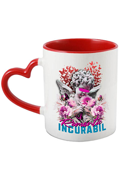 StoryGift Romania Cana cu Inger Statuie Copil Cu Flori Roz Text Romantic Incu...