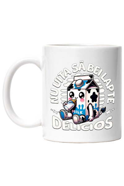StoryGift Romania Mug Don't forget to drink milk. Delicious child, 330ml, Cer...