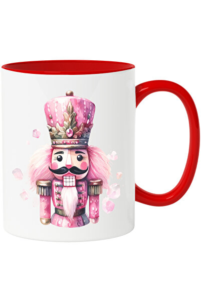 StoryGift Romania Cana cu un spargator de nuci | soldat | ilustratie | roz | "jucarie" | uniforma , Cu Maner Rosu STG