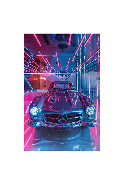 StoryGift Romania Tablou Canvas Reflectând Lumini Roz Capota Unui Mercedes De...