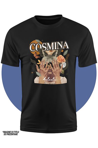 StoryGift Romania Tricou Copii Fete Cu Numele Cosmina, Colaj Fata, Fluture, Flori, Cerc 100% Bumbac, Unisex,