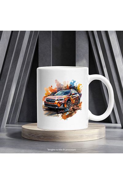 StoryGift Romania Cana Cu Masina, Brand, Subaru, Viteza, Splash Vopsea, Multicolor 330 Ml, Ceramic, Cu ,stg