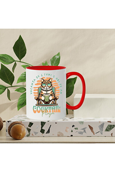StoryGift Romania Cat on the beach mug animal lovers, 6 month vacation twice a year, 3, With,STG.