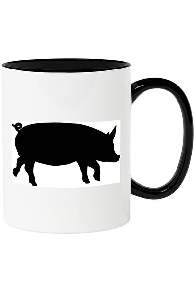 StoryGift Romania Cana cu un purcel - alearga energic cu Maner Negru, Cu Mane...