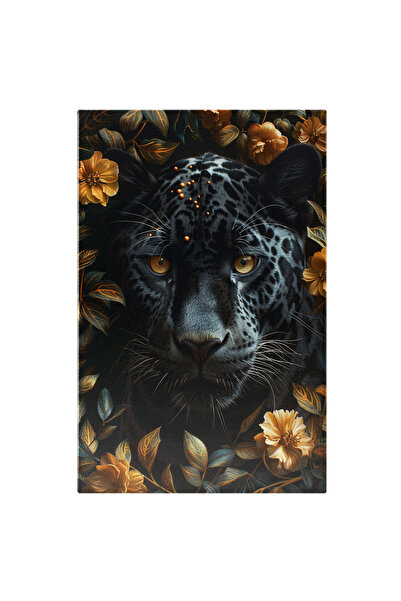 StoryGift Romania Tablou Canvas: Leopard Negru Între Petalele Florilor Aurii ...