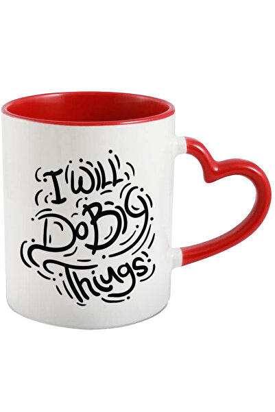 StoryGift Romania Cana Cu Mesaj In Engleza I Will Do Big Things, Voi Face Lucruri Mari, Determinar, Cu Maner Inim STG