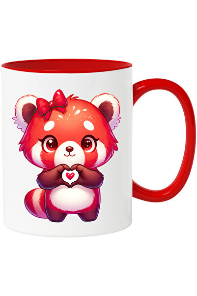 StoryGift Romania Cana cu un o ursoaica Panda Rosie | semn in forma de inima ...