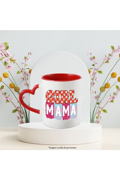 StoryGift Romania Mug with the message "Girl Mama", mother's face, illustration, mother, maternal love, affection, With ,STG.