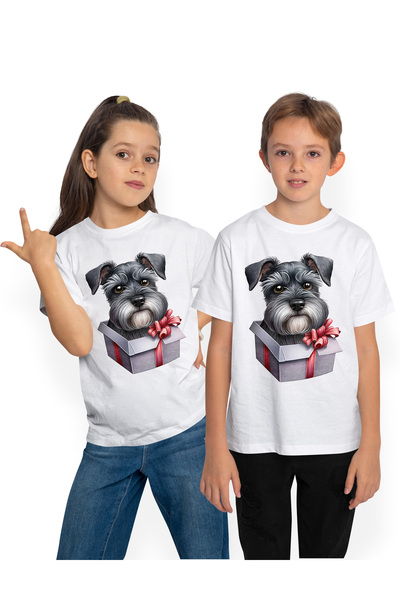 StoryGift Romania Tricou Copii cu un catelus cenusiu serios care iese dintr-o...