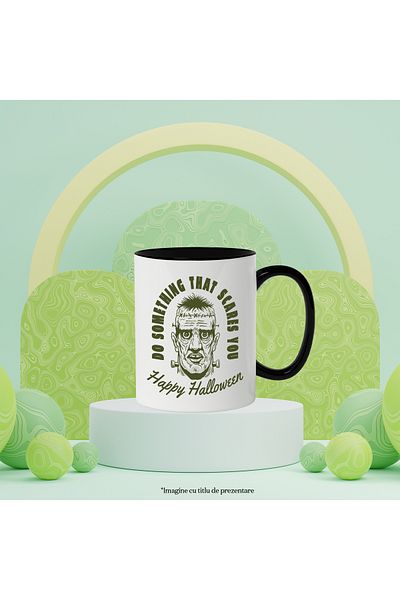 StoryGift Romania Mug With Message Do Something That Scares You, Halloween, Multicolor 330 ml, Ceramics, With ,STG.