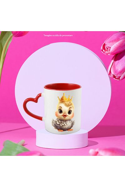 StoryGift Romania Mug with a chick with a royal crown | illustration | offspring | joy | playful | on, With ,STG