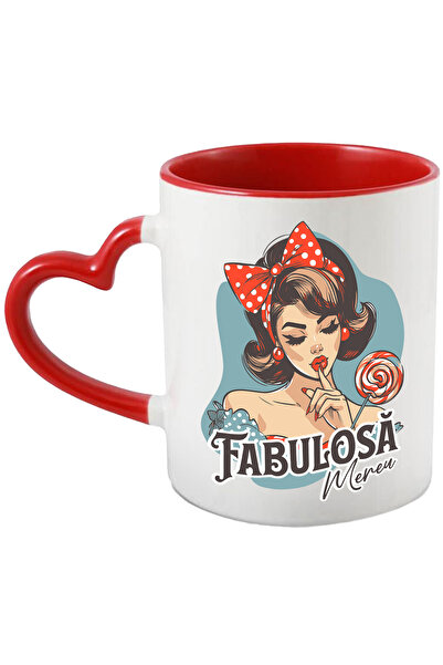 StoryGift Romania Cana Fata cu acadea si funda text fabuloasa mereu, 330ml, C...