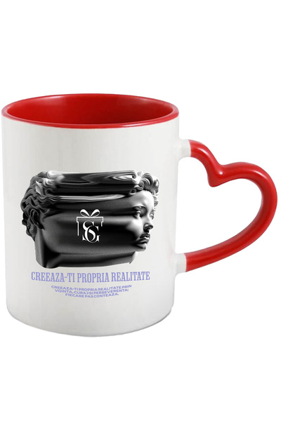 StoryGift Romania Cana Creeaza-ti Propria Realitate, Curaj, Vointa, 330ml, Ceramica cu Maner Inima, Cu Maner Inim STG