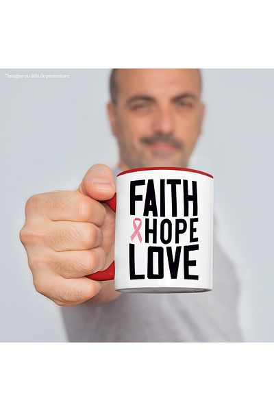StoryGift Romania Mug with the text in English "Faith, hope, love" - ​​faith, hope, love with Mane, With, STG.