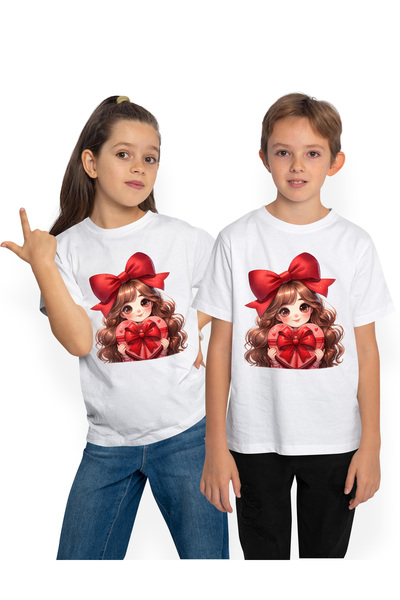 StoryGift Romania Tricou Copii cu o fetita dragalasa care tine un cadou primi...