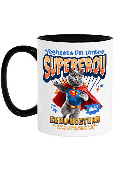 StoryGift Romania Cana cu British Shorthair Caine In Costum de SuperMan cu Pe...