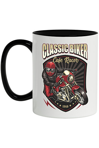 StoryGift Romania Cana Cu Mesaj Classic Biker, Emblema, Motocicleta, Casca, M...