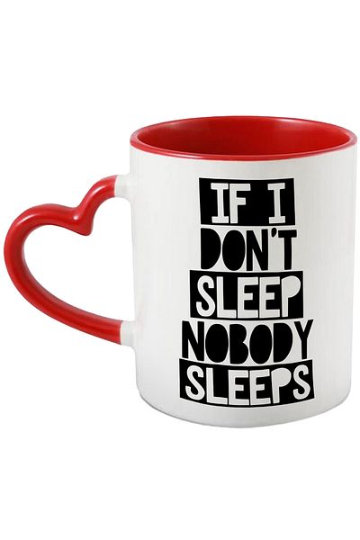 StoryGift Romania Cana cu mesajul "If I don't sleep, nobody sleeps" - daca eu nu dorm, nimeni nu d, Cu Maner Inim STG