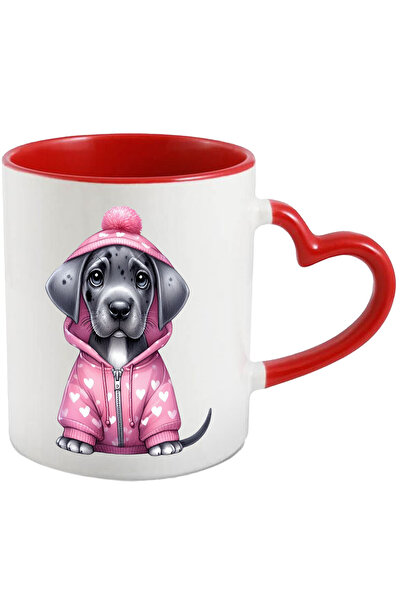 StoryGift Romania Cana cu un catel gri care poarta un hanorac cu inimioare | ...