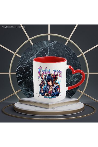 StoryGift Romania Mug Anime Girl With Gun Text Bad Girl DON'T TAKE EVERYTHING PERSONAL, 330ml, Ceram, With ,STG.