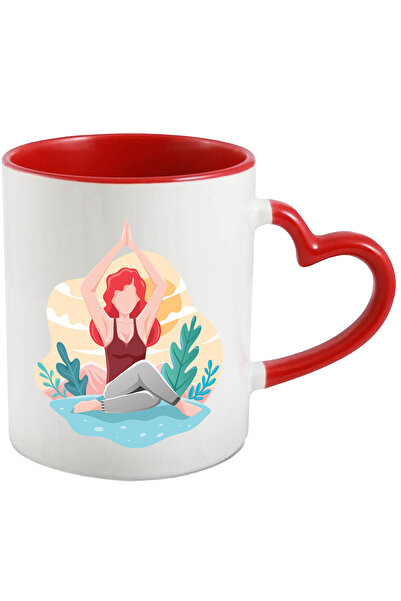 StoryGift Romania Cana Cu Yoga, Sport, Natura, Munte, Multicolor 330 ml, Ceramica cu Maner Inima R, Cu Maner Inim STG