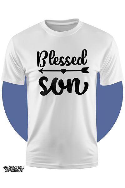 StoryGift Romania Tricou Copii cu inimioara si textul in engleza "Blessed son" - fiu binecuvantat familie 10