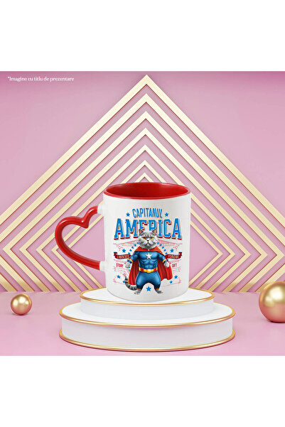 StoryGift Romania Siamese Cat Mug In Captain America Costume With Cape, Hero N, With