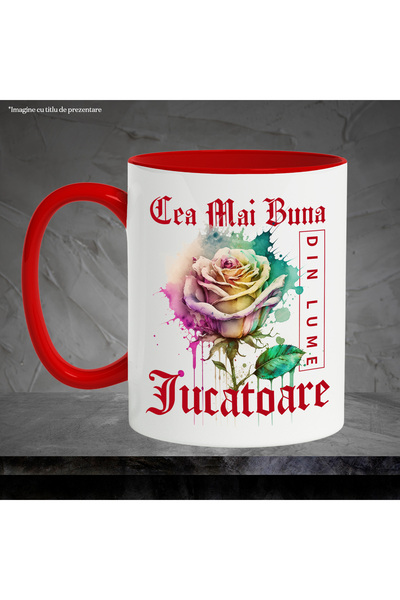 StoryGift Romania Mug With Text The Best Player, In The World, Flower, Colorful Rose, Wate, With,stg