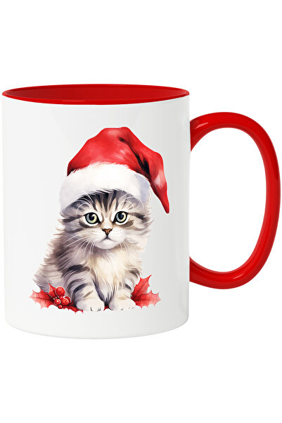 StoryGift Romania Cana cu o pisicuta serioasa | ilustratie | caciula de Craci...