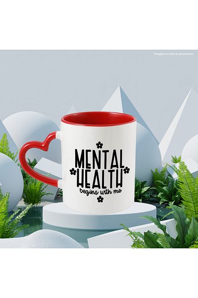 StoryGift Romania Popcorn mug and the message "Mental health begins with me" - mental health, With,STG.