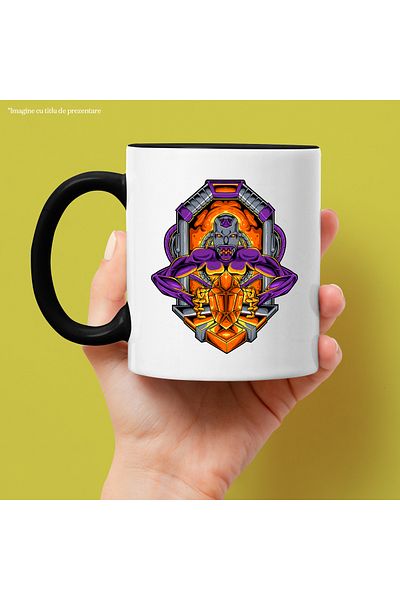 StoryGift Romania Monster Mug, Crystal, Robot, Arms, Cables, Sci Fi, Mecha, Multicolor 330 m, With Black Handle