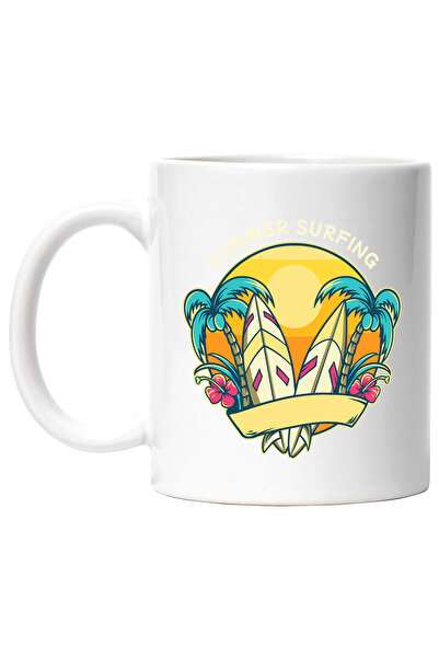 StoryGift Romania Cana Cu Mesaj In Engleza Summer Surfing, Sport, Apus, Palmi...