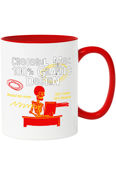 StoryGift Romania Cana Creierul meu graphic designe, cafea, schelete, 330ml, ...