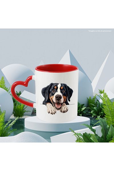 StoryGift Romania Mug with a happy dog ​​that can't wait to play | illustration | trained | , With ,STG