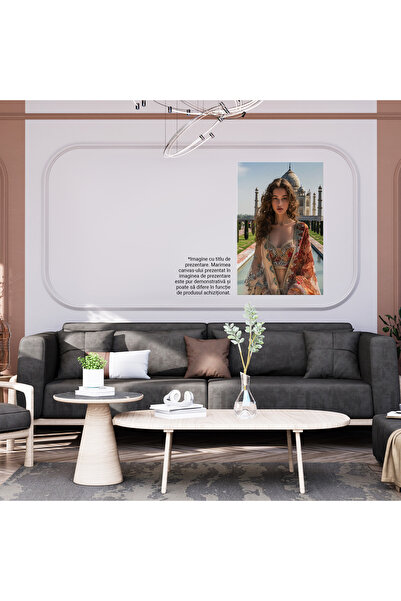 StoryGift Romania Tablou Canvas: Turcoaică În Fața Moscheei Costum Tradițional Belly Dance Grădină Cu Soare Pictu