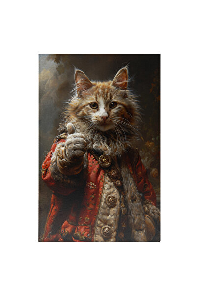 StoryGift Romania Tablou Canvas Felina Blanoasa In Palton Rosu Cu Blana Si Oc...