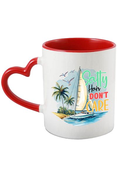 StoryGift Romania Mug with the message "Salty hair don't care", summer, vacation, relaxation, holiday, illus, With ,STG