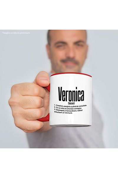 StoryGift Romania Mug With Name Veronica, and Motivational Message, Creative, Smart, Curious, A, With, STG.