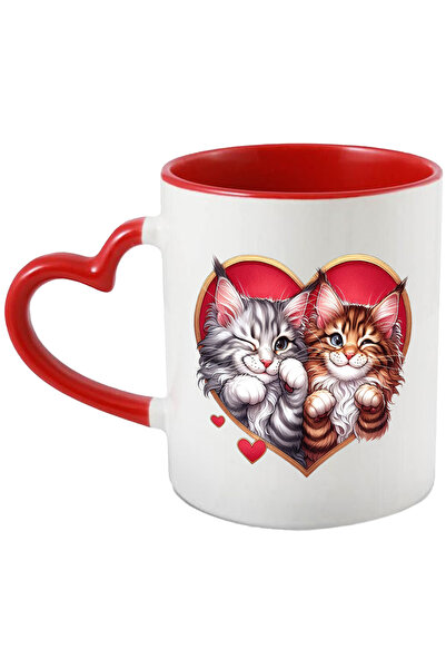 StoryGift Romania Cana cu 2 pisici fericite | ilustratie | vesele | inimi | i...