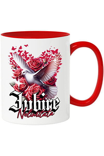 StoryGift Romania Cana cu porumbel Alb Trandafiri Rosii Text Iubire Nelimitat...