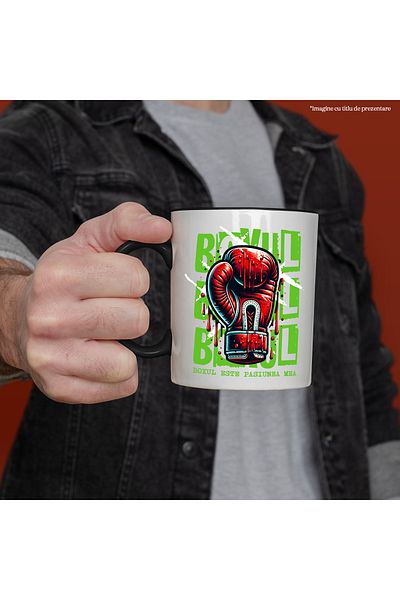 StoryGift Romania Mug Boxing glove boxing bloody, contact sport, text BOXING IS MY PASSION, , Cu ,STG
